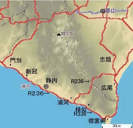 日高～襟裳間の地図